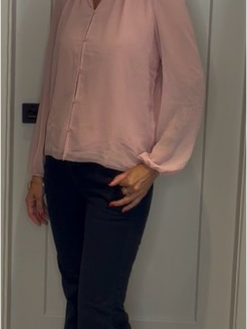 Aritzia Soft Blush V-Neck Long Sleeve Blouse